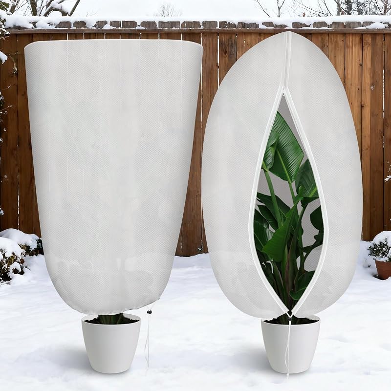Jsdoin Große Frostschutz-winter-pflanzenschutzhülle Mit Wiederverwendbarem Reißverschluss Für Topfbäume, Olivenbäume Und Palmen, Windbeständige Außenabdeckung (200 X 240 Cm, Weiß)