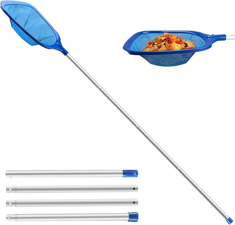 Jsdoin 161 Cm Oberflächennetz Für Schwimmbecken, Poolnetz, Poolnetz Mit 123 Cm Verstellbarem Teleskop Für Die Reinigung Von Pools, Spas Und Thermalquellen