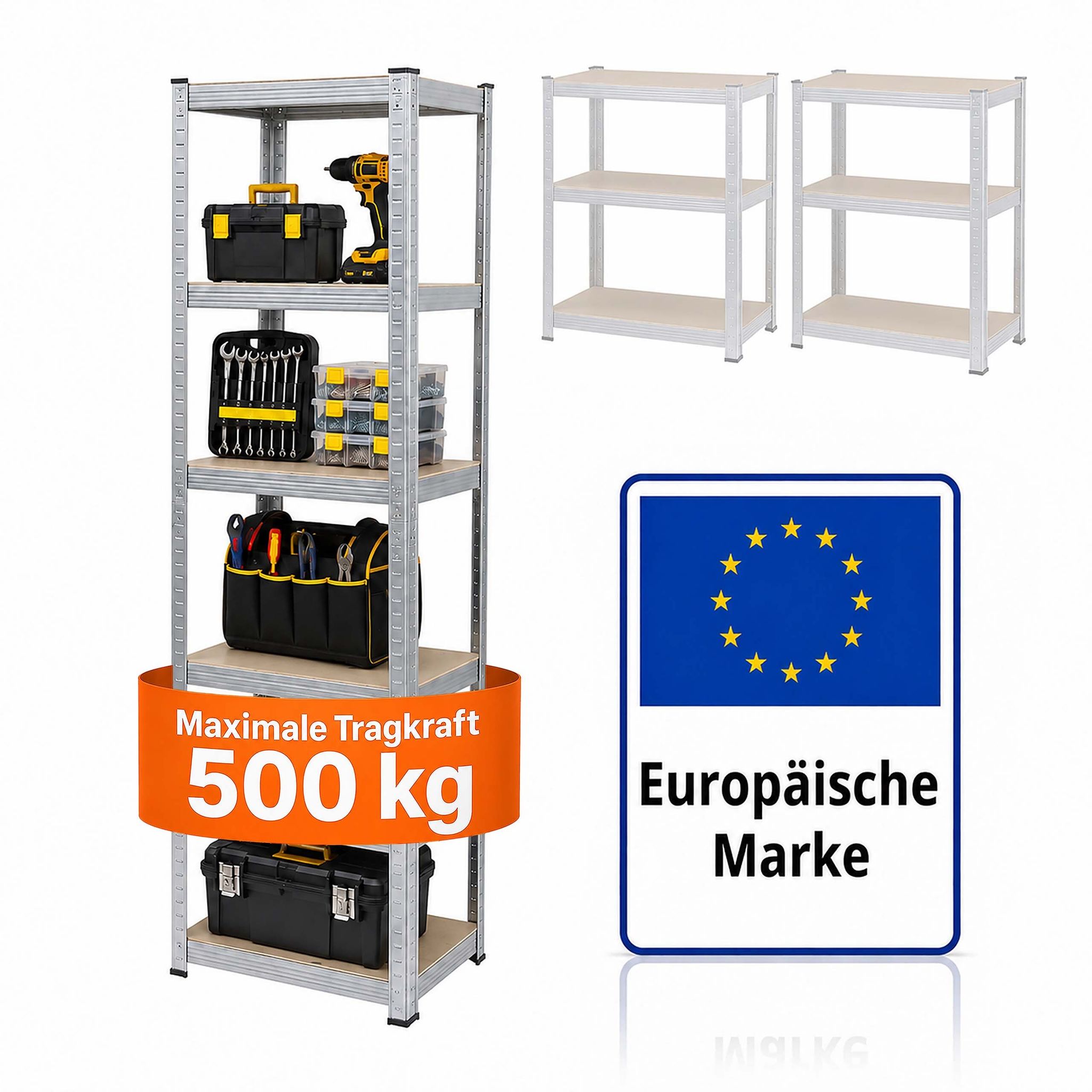 Relaxdays Schwerlastregal, 5 Ebenen, Hbt: 200 X 60 X 60 Cm, Bis 875 Kg, Keller & Garage, Lagerregal, Stahl, Silber