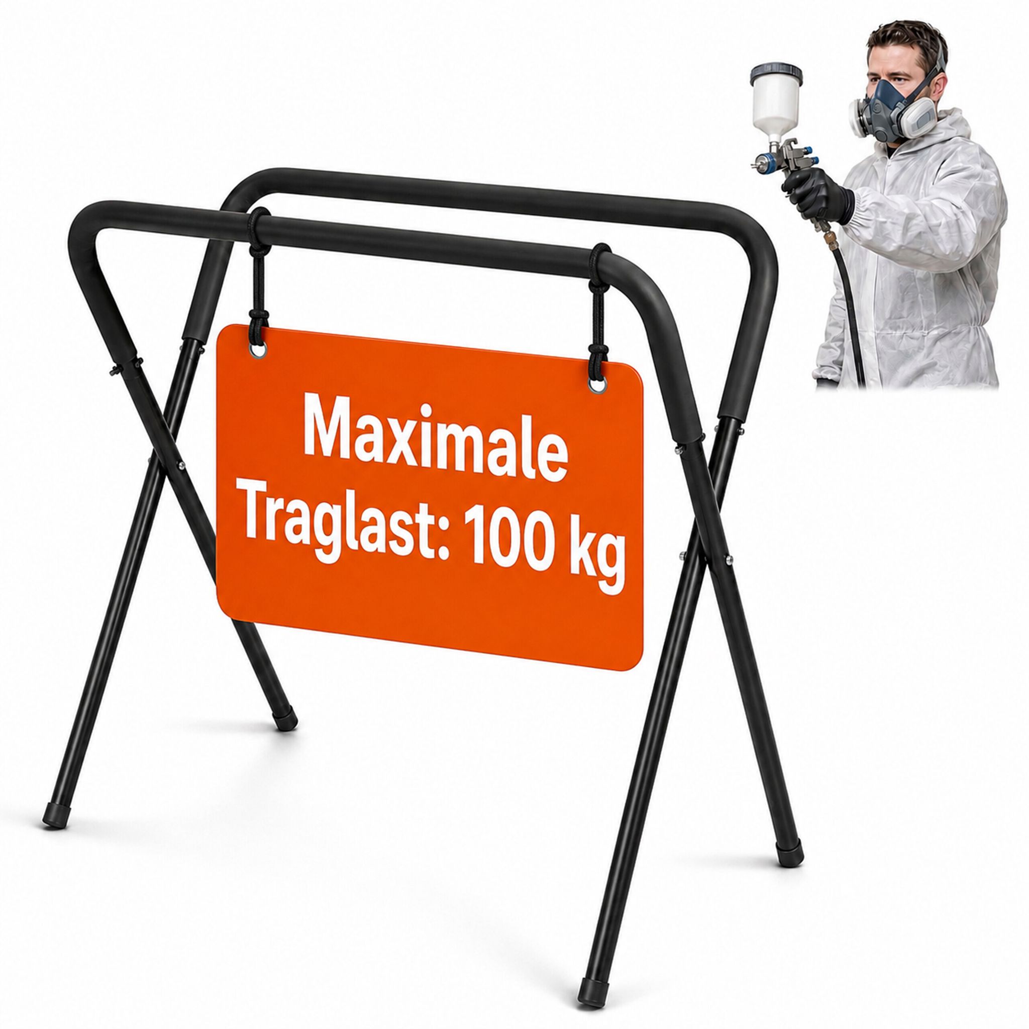 Relaxdays Lackierständer, Klappbar, Verstellbar, H: 80–102 Cm, Stahl, 100 Kg, Kfz, Windschutzscheibenständer, Schwarz