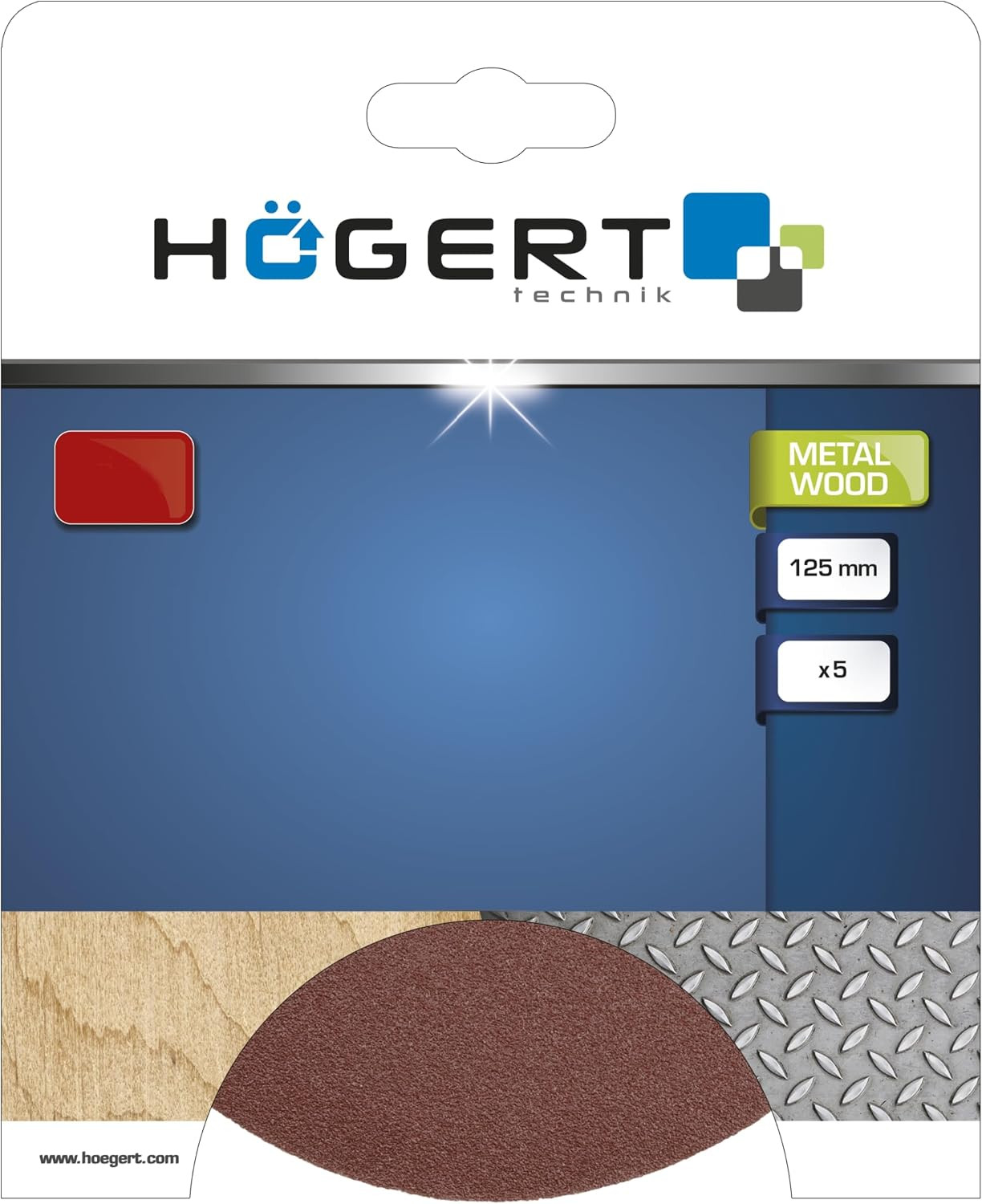 HÖGERT Schleifscheiben 125mm K80 5er Set Winkelschleifer Klettverschluss Bild 3