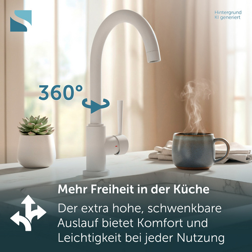 SCHÜTTE Spültischarmatur, »CORNWALL«, 360° schwenkbar, weiß matt - weiss Bild 2