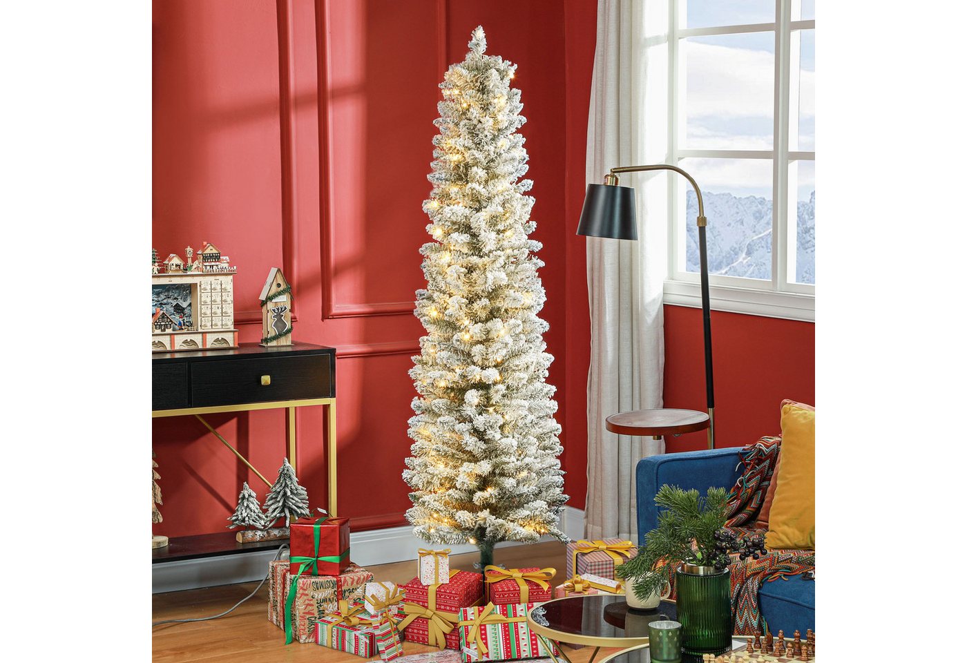 HOMCOM Künstlicher Weihnachtsbaum 180 cm mit 150 LED-Lichtern Bild 2