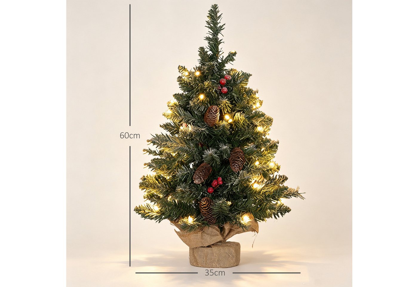 HOMCOM Künstlicher Weihnachtsbaum 0,6 m mit Tannenzapfen Bild 3