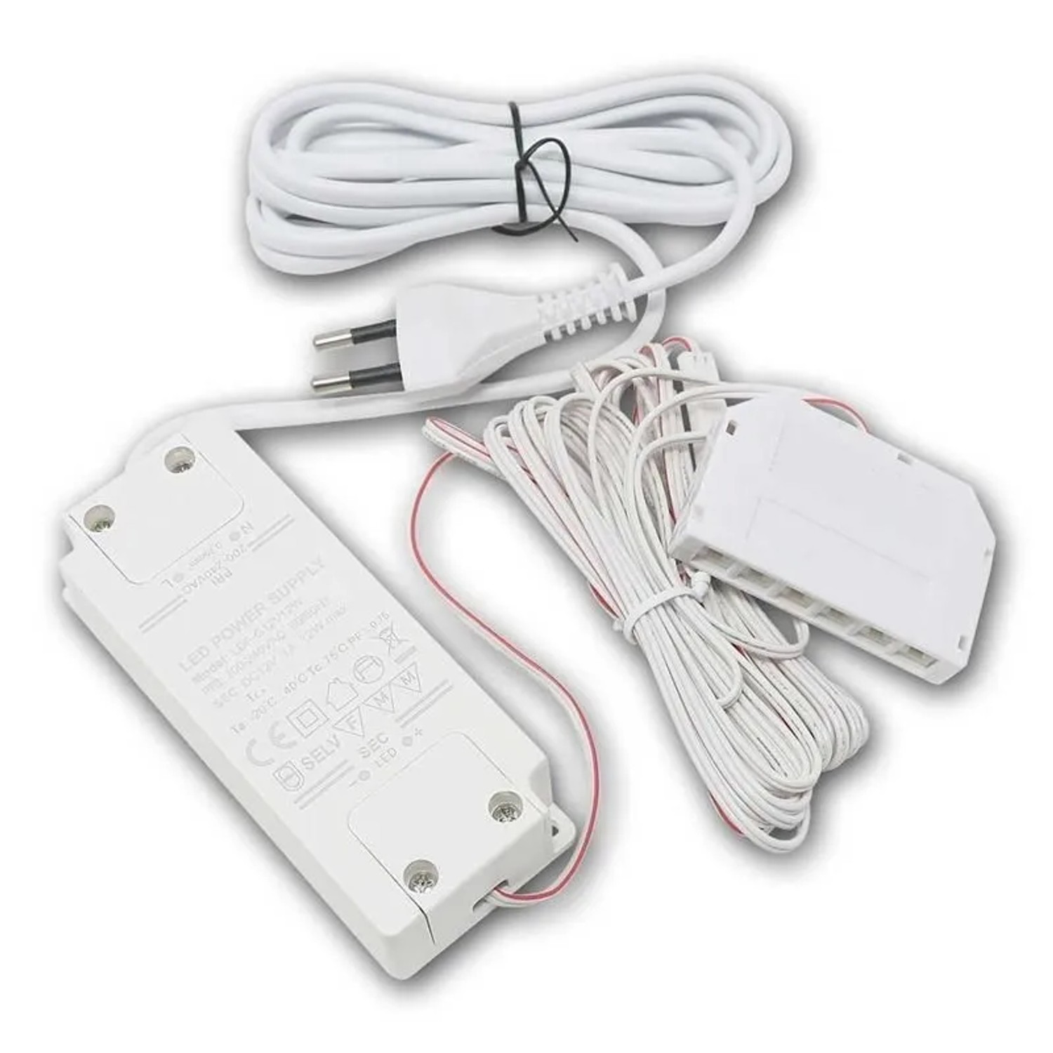 world-trading-net LED Trafo 12V 12W 2m Kabel Warmweiß + 6er Verteiler