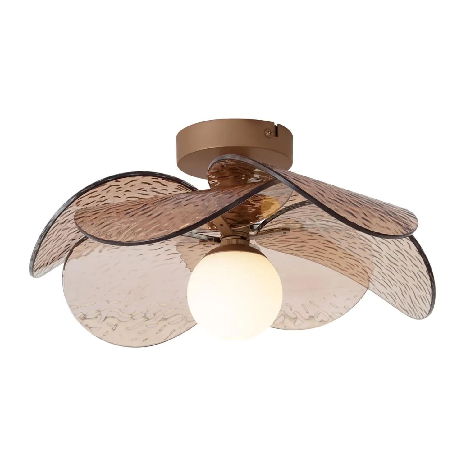 QAZQA Design Deckenleuchte DunkelBronze mit Geripptem Amberglas Kemner