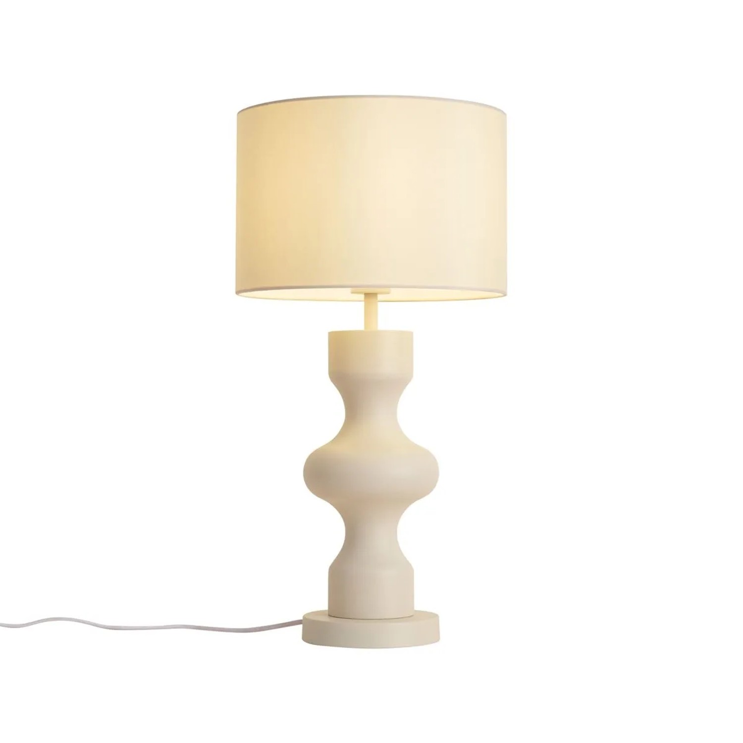 QAZQA Retro Tischleuchte Beige mit STOffschirm Captain