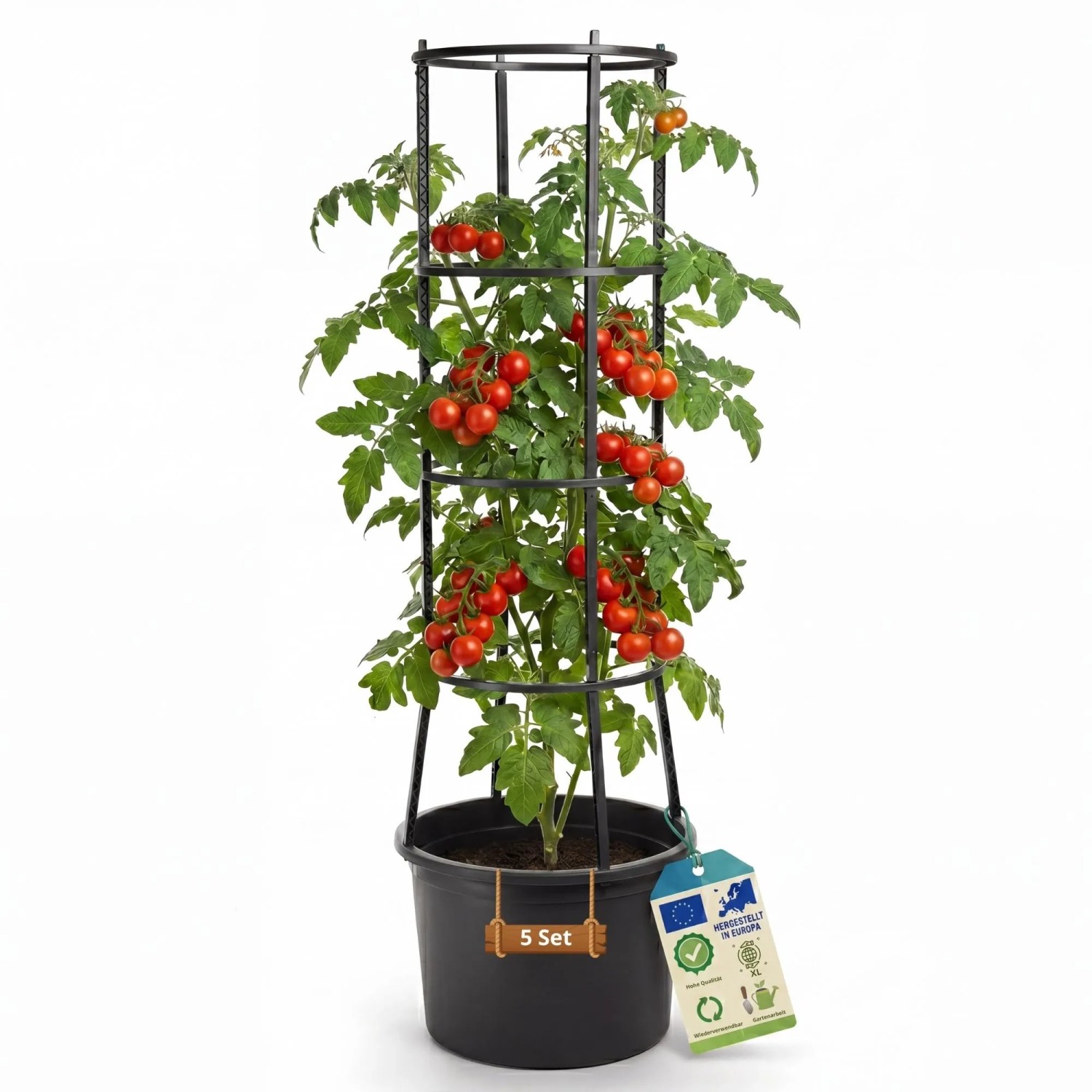 BigDean 5 Stück Tomatentopf XL ca 40cm und 154cm hoch stabil Made in Europa