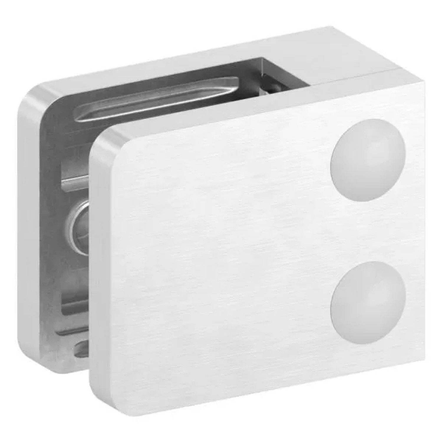 FeNau Glasklemme Edelstahl V2A 45 X 55 X 28,5 mm Anschluss Gerade Eckig
