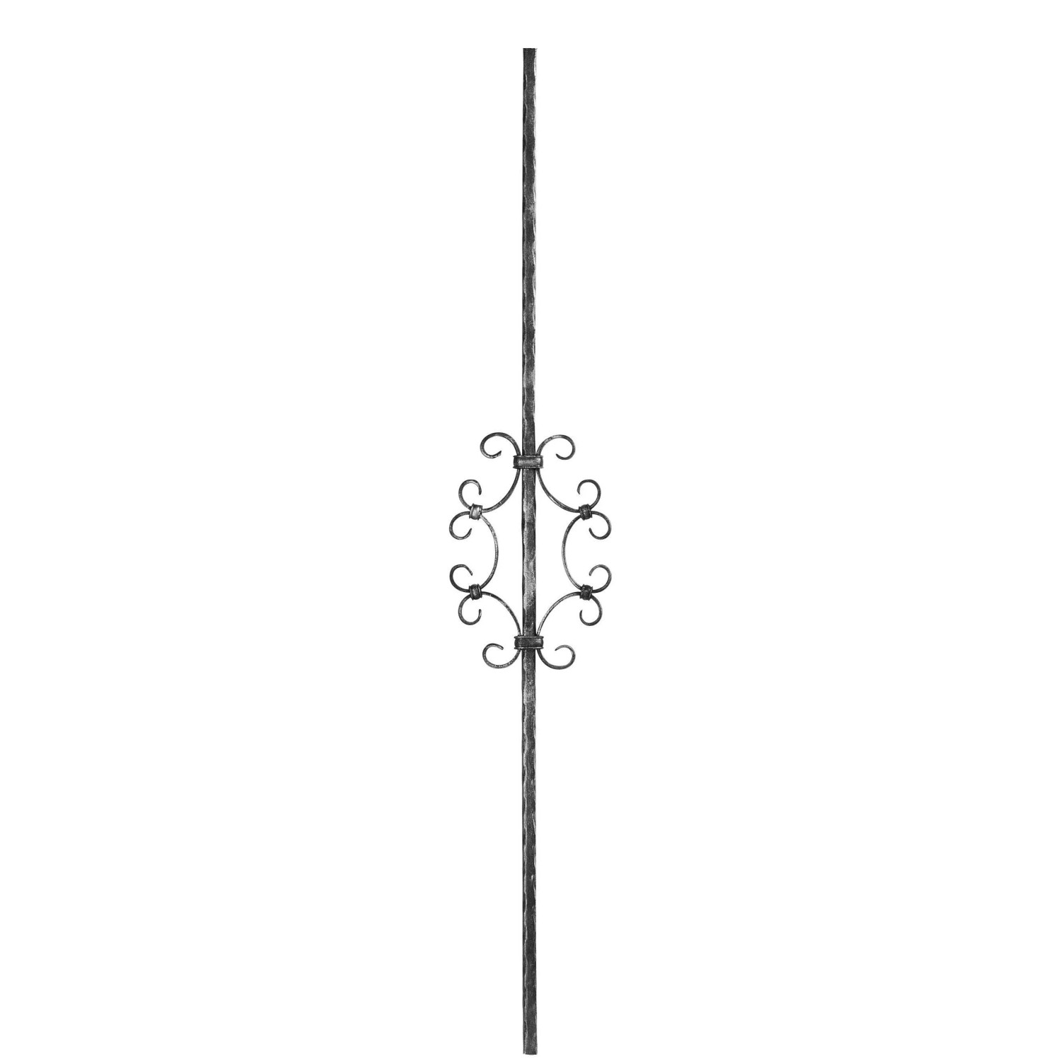 FeNau Zierstab Stahl Roh 12 X 12 mm L = 900 mm Gehämmert 6x C-Schnecke