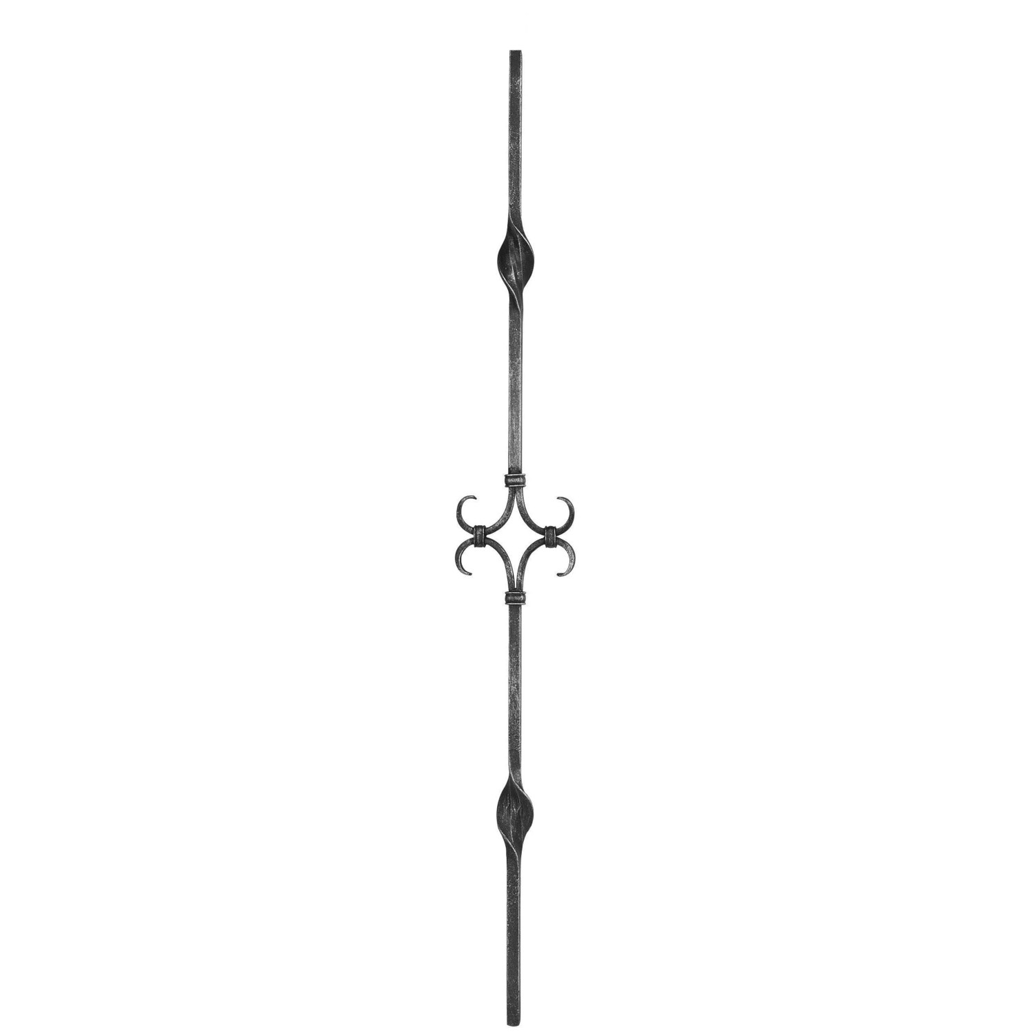 FeNau Zierstab Schmiedeeisen 12 X 12 mm L = 900 mm Glatt Mit Ornament