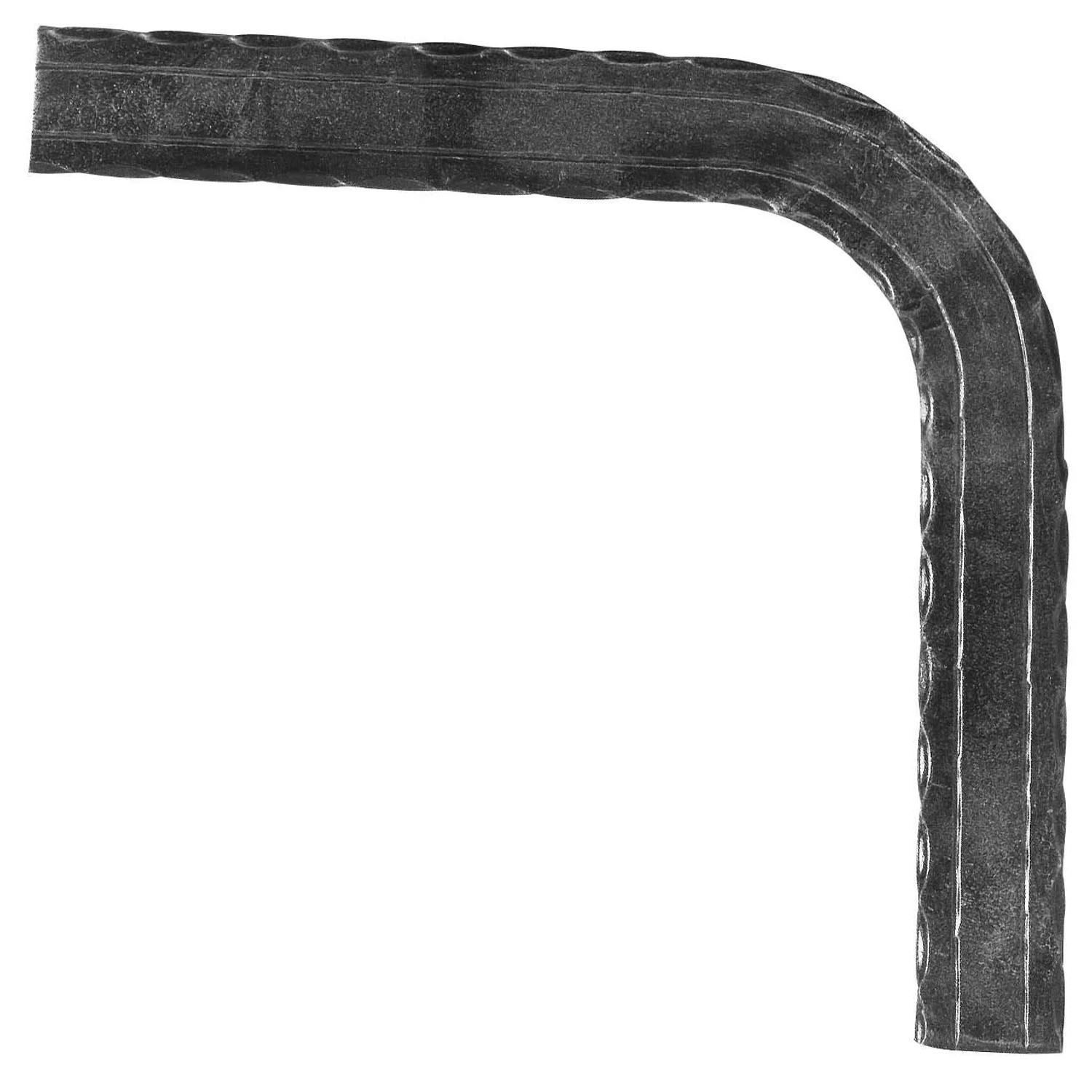 FeNau Handlauf-Bogen 90 Grad 50x10 mm Kanten Gehämmert Stahl S235JR Schweißbar