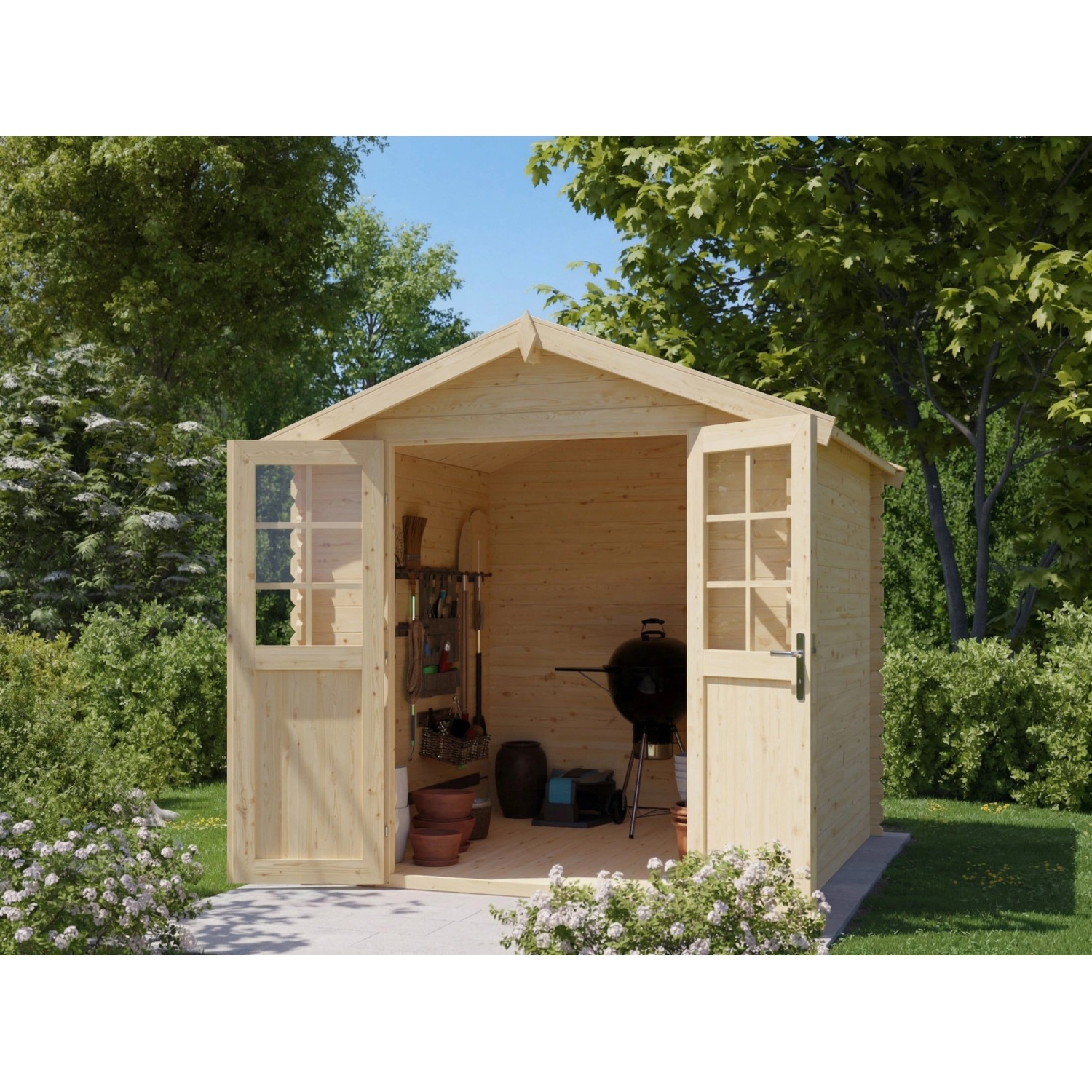 Woodtex Gartenhaus Blockbohlenhaus CA2871 28 mm Naturbelassen
