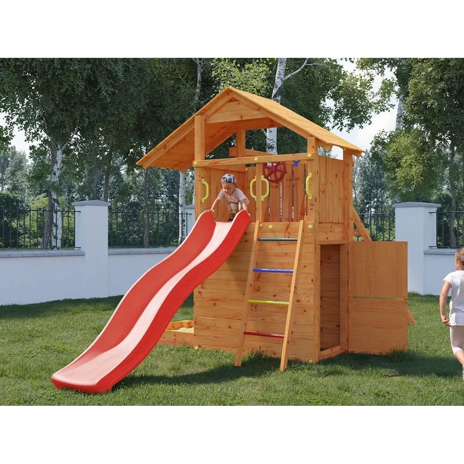 Fungoo Spielturm Smart 7 Teakfarben