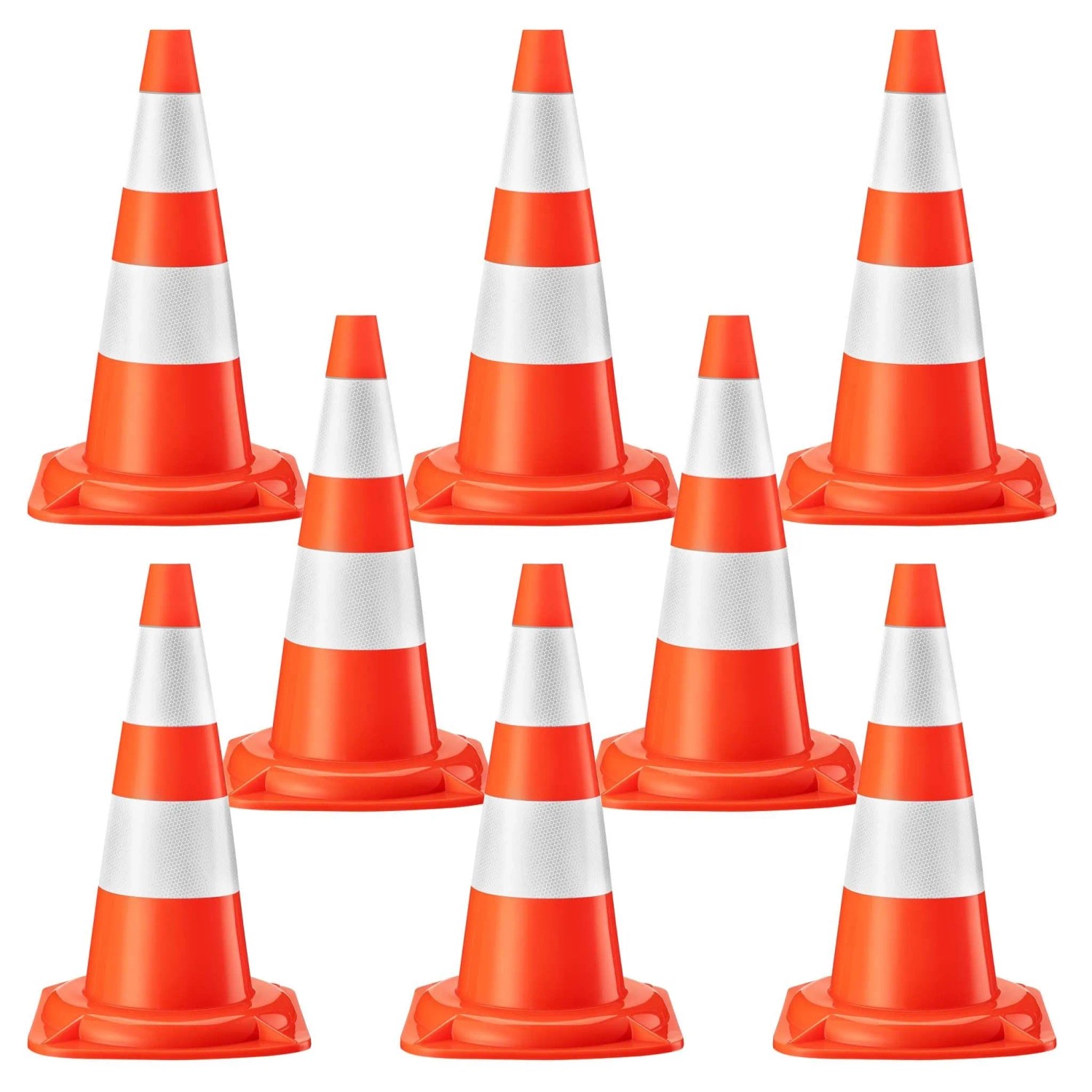 Wiltec Verkehrskegel 50Cm 8St. Leitkegel Straßen Pylon Warnhütchen Warnkegel Pvc