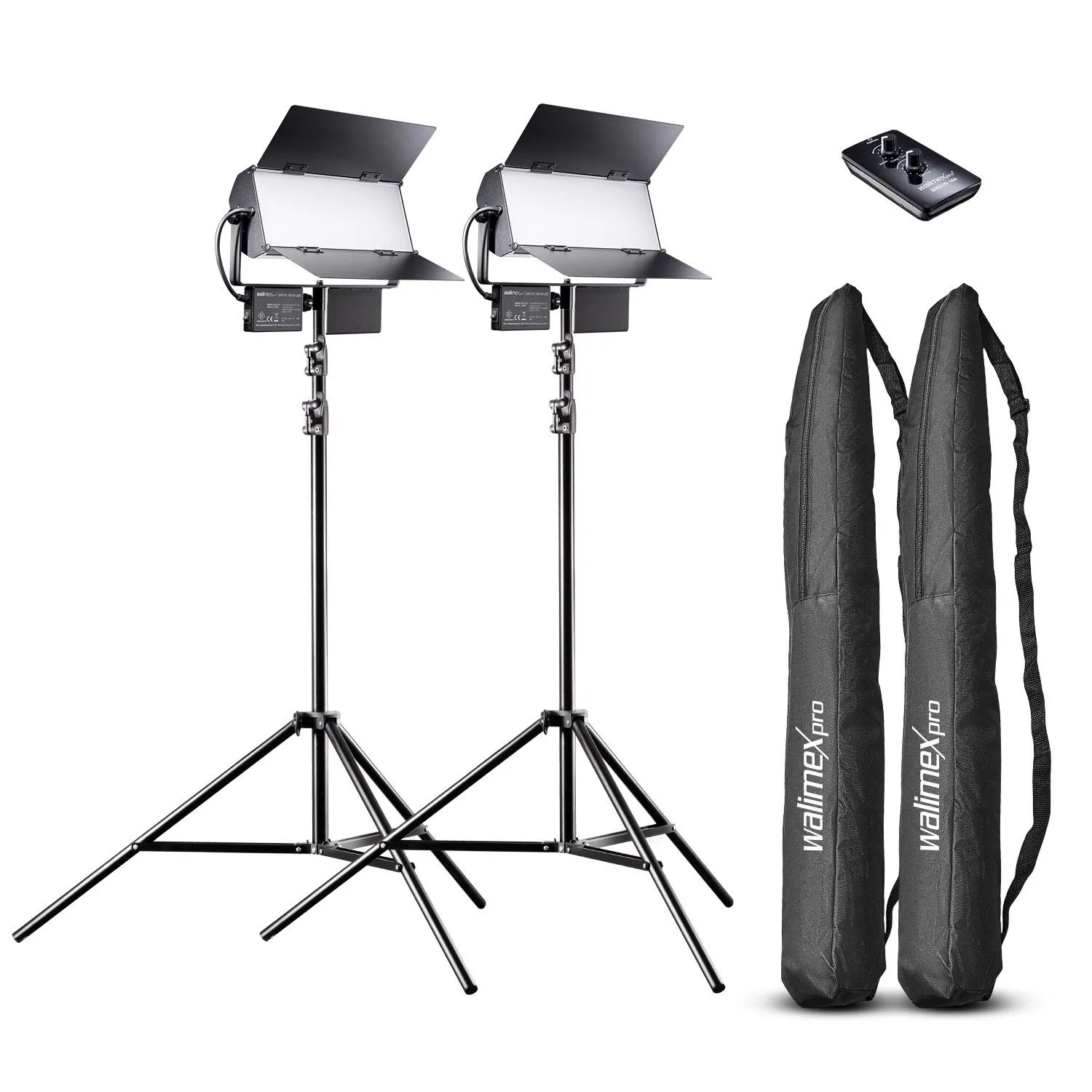 Walimex Pro 2X Led Sirius 160 Bi Color Flächenleuchte 65W + 2X Lampenstativ