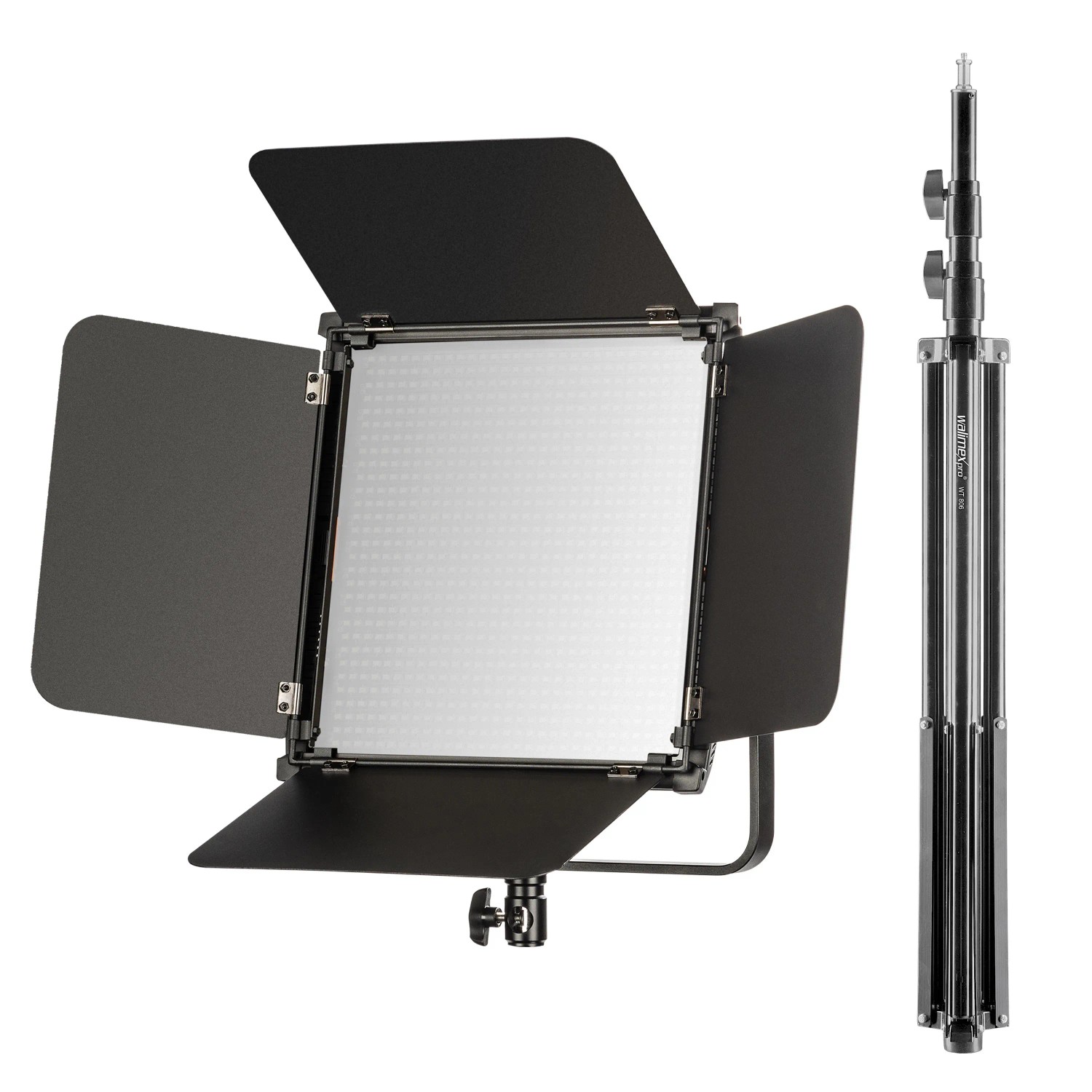 Walimex Pro Led Niova 100-F Pro 100W Bi-Color Flächenleuchte + Stativ Videolicht