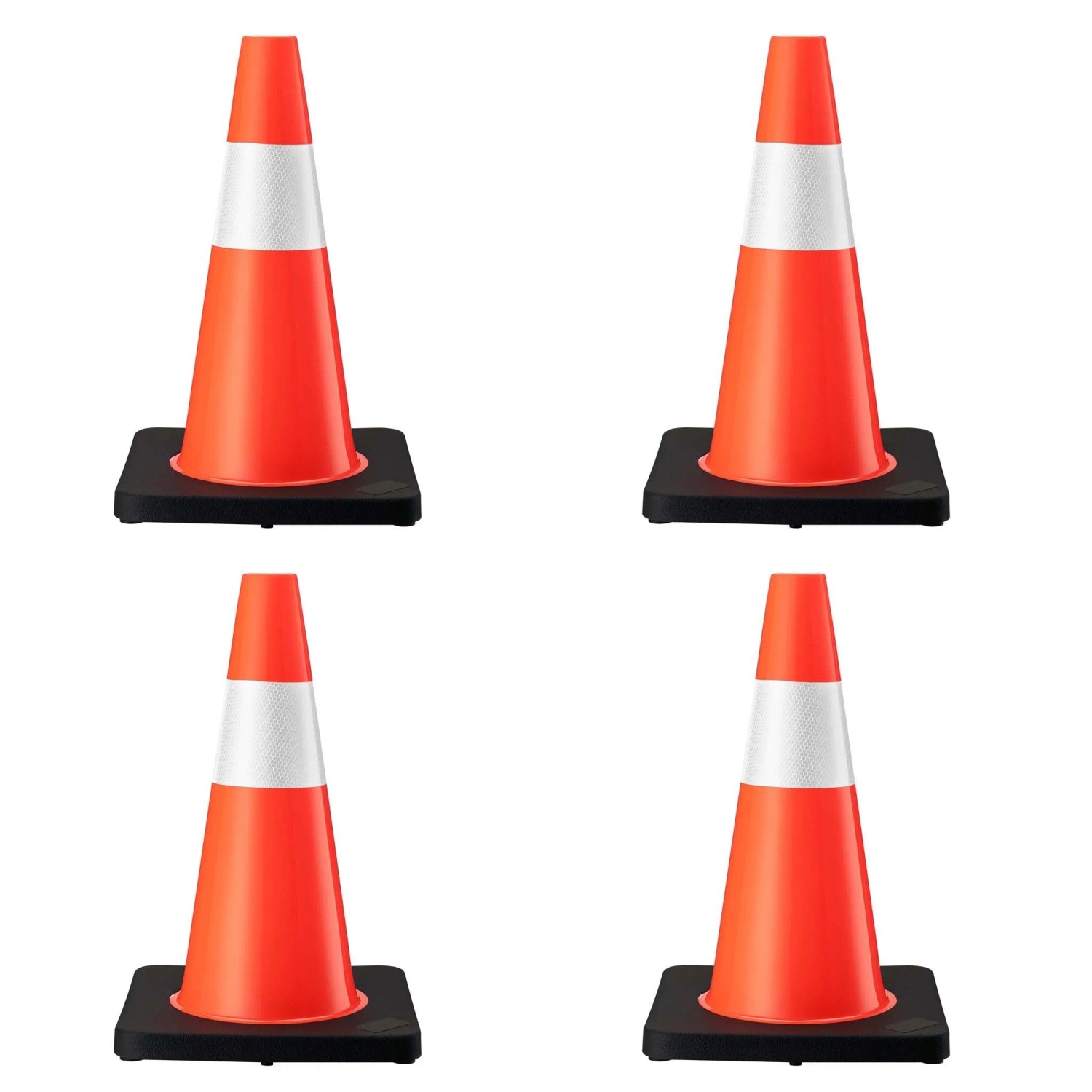 Wiltec Verkehrskegel 45Cm 4St. Leitkegel Pylon Warnhütchen Warnkegel Pvc Gummi
