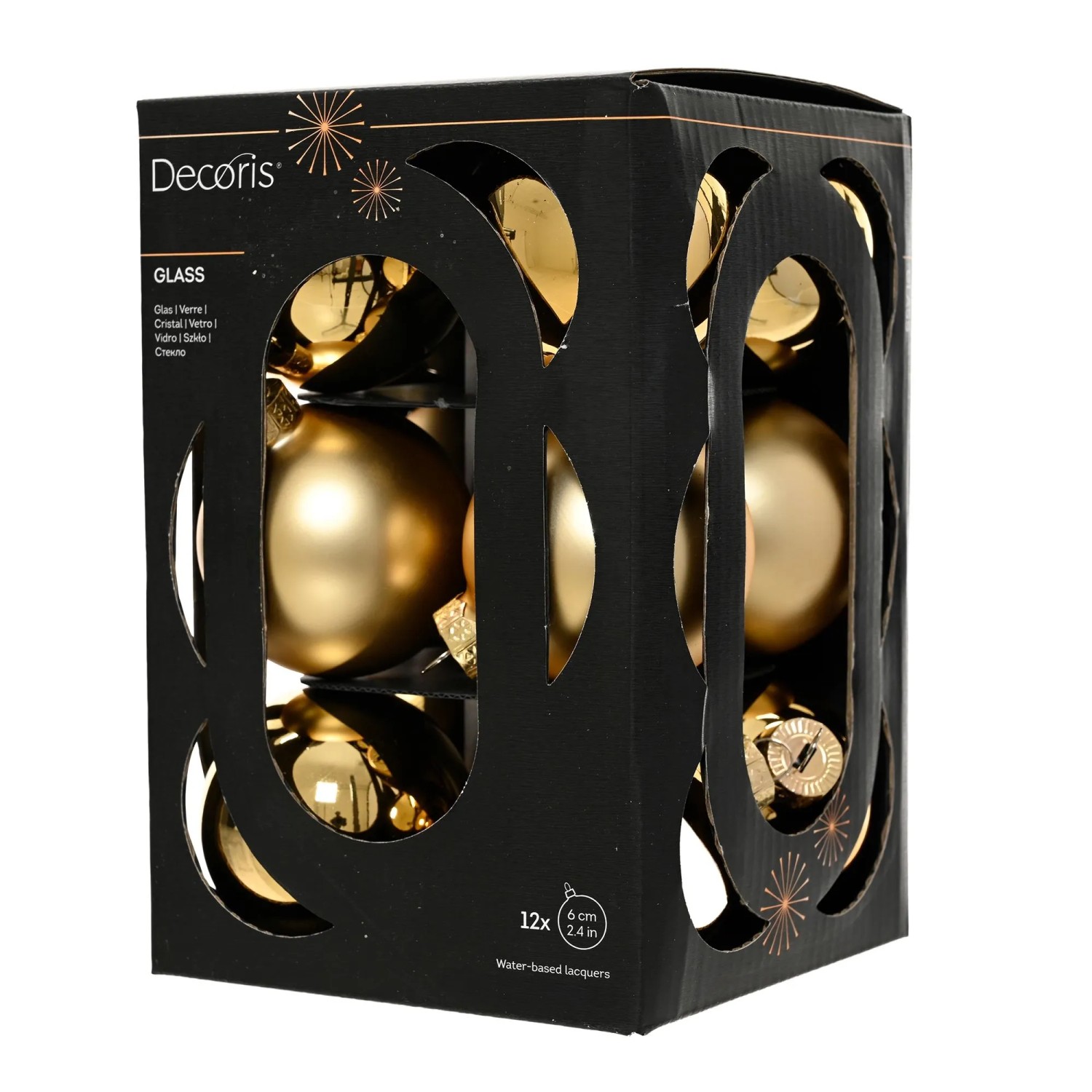 Decoris Weihnachtskugeln Glas Ø 6 cm Gold 12 Stück