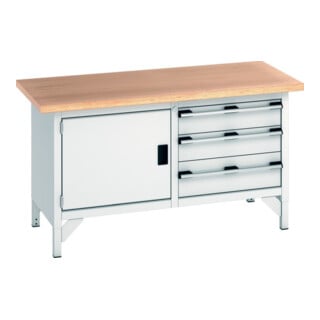 Bott Werkbank-Arbeitstisch cubio Multiplex 1500 x 750 x 840mm RAL 7035