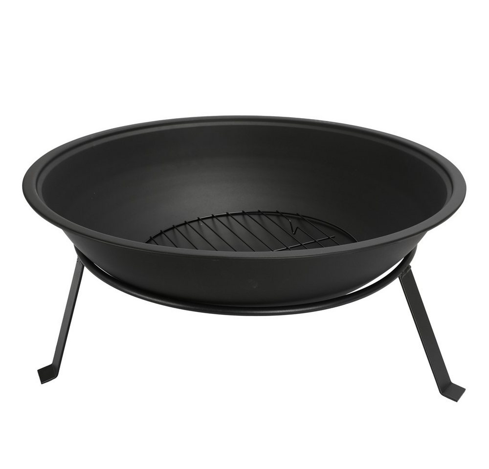 ADLER EUROPE Feuerschale AD 6818 Garten-Feuerstelle aus pulverbeschichtetem Stahl mit Rost, Feuerkorb für Garten und Terrasse, hitzebeständig bis 500°C, Schwarz Bild 3