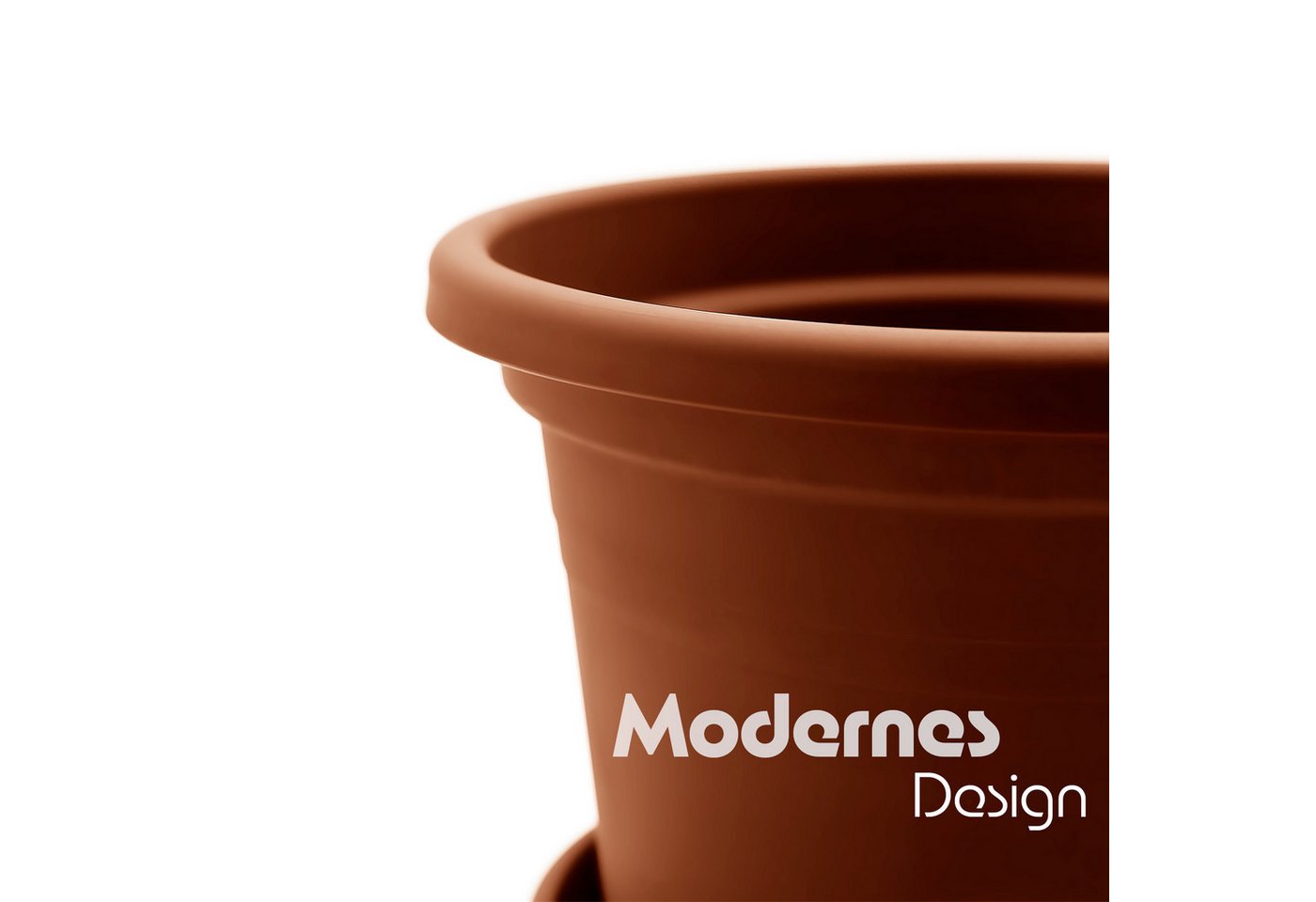 BigDean Blumentopf 4 Stück Pflanzkübel mit Untersetzer rund ø 25 cm Terracotta (Set, 4 St., Pflanztopf), Zeitloses Design, Mit Untersetzer, Hochwertiges Material, Wetterfest