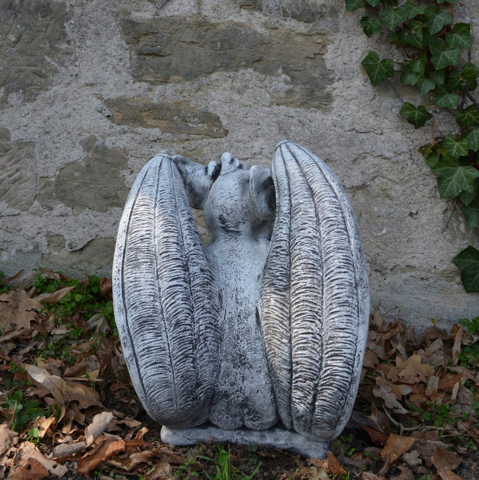 gartendekoparadies.de Gartenfigur Gargoyle Statue der Nachdenklich, Steinfigur, H. 43 cm, 23 kg, Frostsicher Bild 2