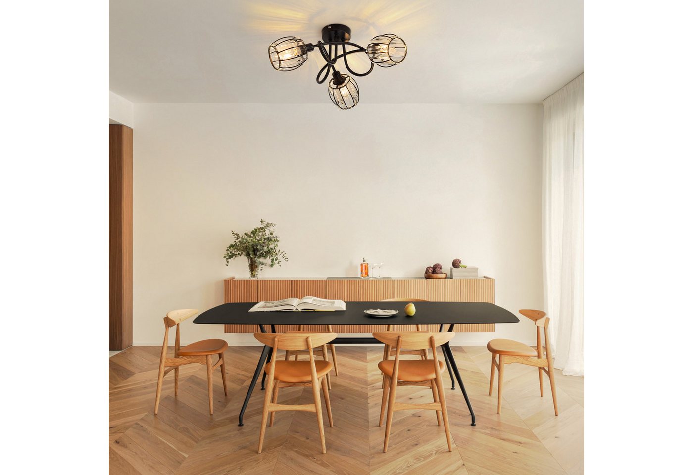 ZMH Deckenstrahler E14 Retro Deckenleuchte mit Kristall-Lampenschirm, 350° schwenkbar, Einfache Installation, ohne Leuchtmittel, Deckenlampe für Wohnzimmer Schlafzimmer Flur Bild 2