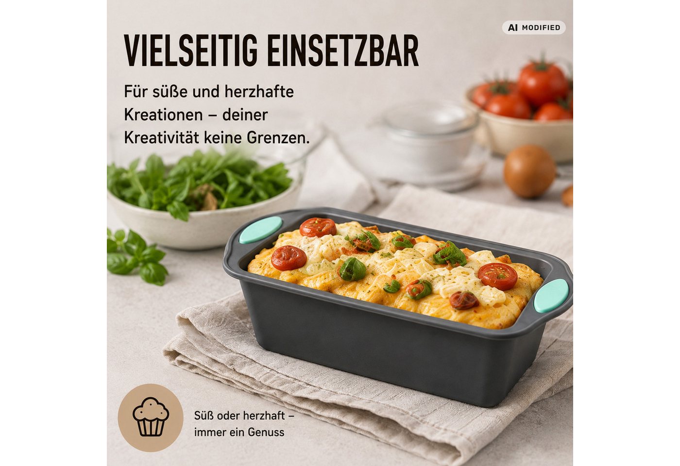 Bestlivings Silikonform AirFryer Backform, (1-tlg), Silikonform 20x10x5,5cm, BPA-frei - wiederverwendbar, lebensmittelecht Bild 4