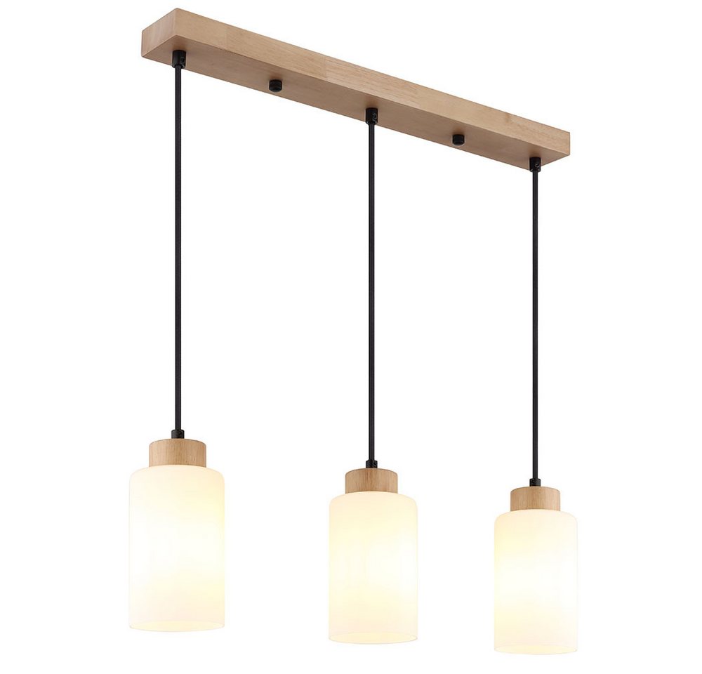 GLOBO LIGHTING Pendelleuchte, Leuchtmittel nicht inklusive, Pendelleuchte Holz braun Glas opal 3-flammig H 120 cm