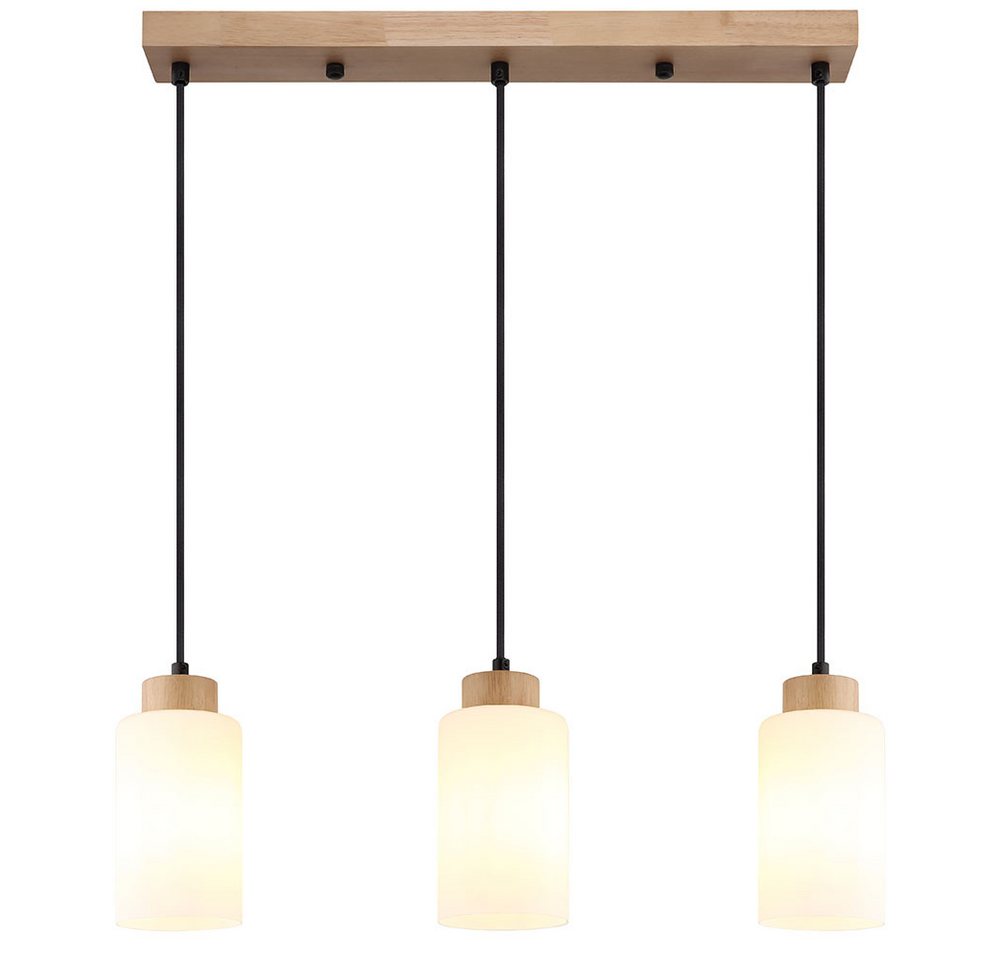 GLOBO LIGHTING Pendelleuchte, Leuchtmittel nicht inklusive, Pendelleuchte Holz braun Glas opal 3-flammig H 120 cm Bild 2