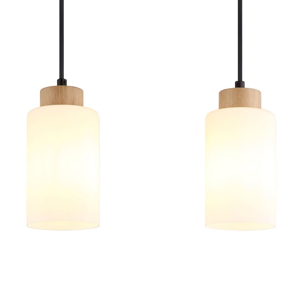 GLOBO LIGHTING Pendelleuchte, Leuchtmittel nicht inklusive, Pendelleuchte Holz braun Glas opal 3-flammig H 120 cm Bild 4