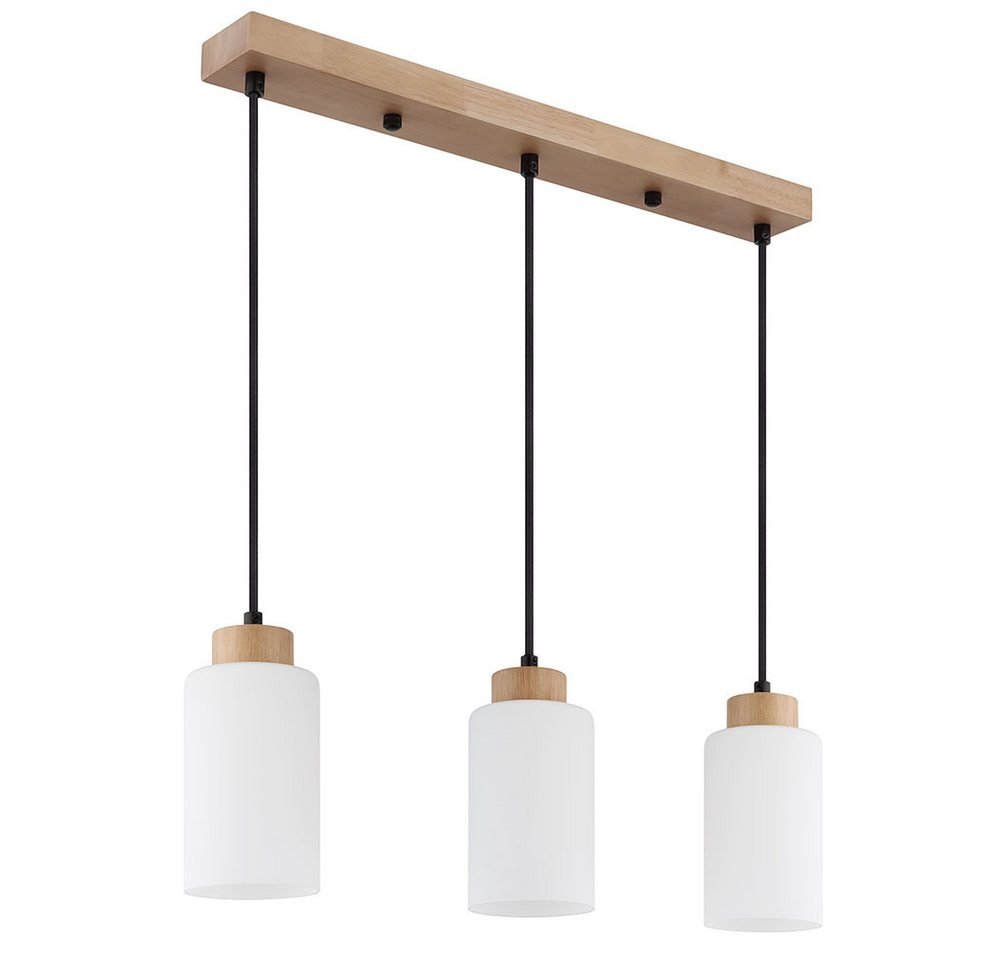 GLOBO LIGHTING Pendelleuchte, Leuchtmittel nicht inklusive, Pendelleuchte Holz braun Glas opal 3-flammig H 120 cm Bild 5