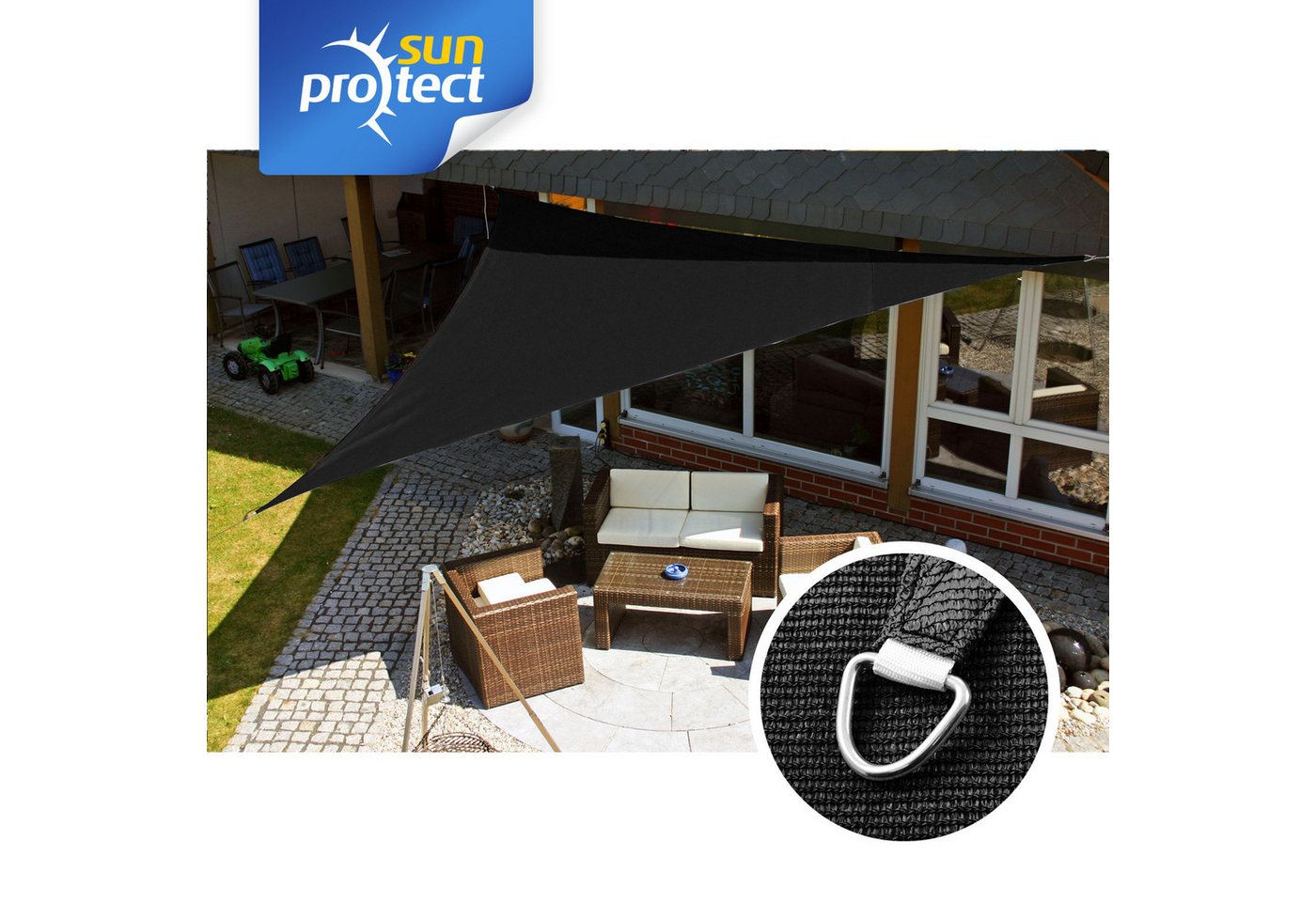 sunprotect Sonnensegel 5 x 5 x 7 m 90° Grad Dreieck, ideal für Garten, Balkon & Terrasse Bild 2