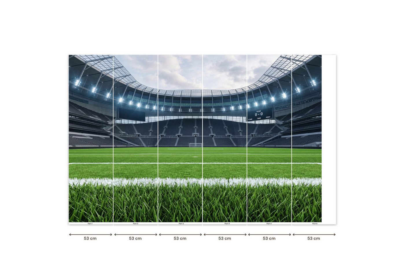 OnlyWow Fototapete Kinderzimmer - Fu ßball - Stadion - Sport - Grün, Matt, bedruckt, Wohnzimmer, Modern, Wanddekoration, Vliestapete 100x70cm Bild 3