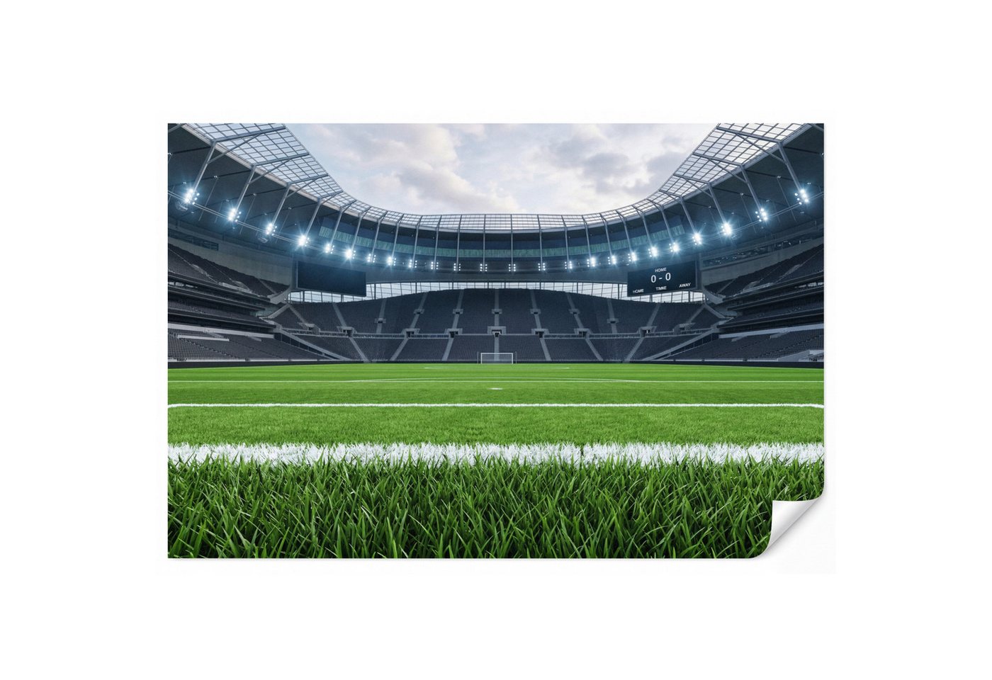 OnlyWow Fototapete Kinderzimmer - Fußball - Stadion - Sport - Grün, Matt, bedruckt, Wohnzimmer, Modern, Wanddekoration, Vliestapete 100x70cm Bild 5
