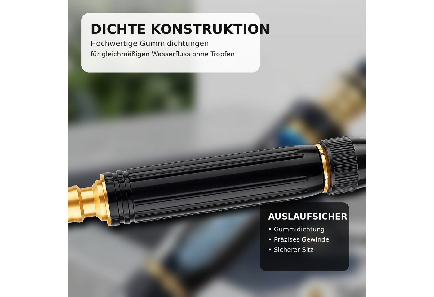 Fyrove Bewässerungsbrause Metall‑Gartenspritzpistole, rostfest, ergonomischer rutschfester Griff, für Flächen bis 25 m², (Set, Lieferumfang: 1 Stück Hochdruck-Gartenschlauchdüse mit Zubehörteil), 360° drehbarer Düsenkopf, rostfreie Metallkonstruktion Bild 2