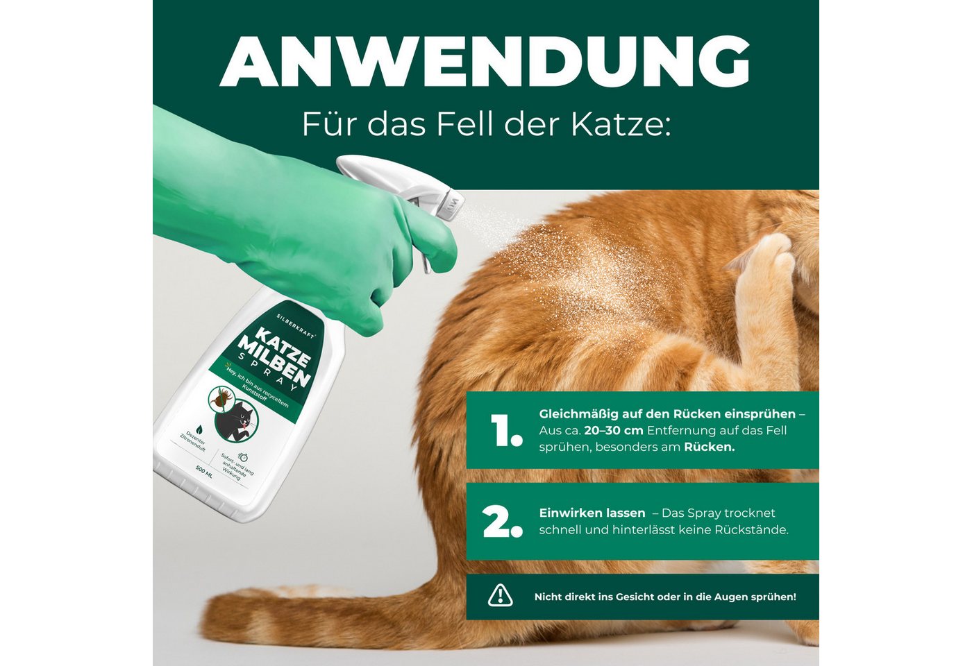 Silberkraft Insektenspray Silberkraft Milbenspray Katzen, gegen Grabmilben & Herbstgrasmilben, 2000 ml, 1-St., Anti-Milben-Mittel für Katzenfell, Schlafplätze und Umgebung Bild 2