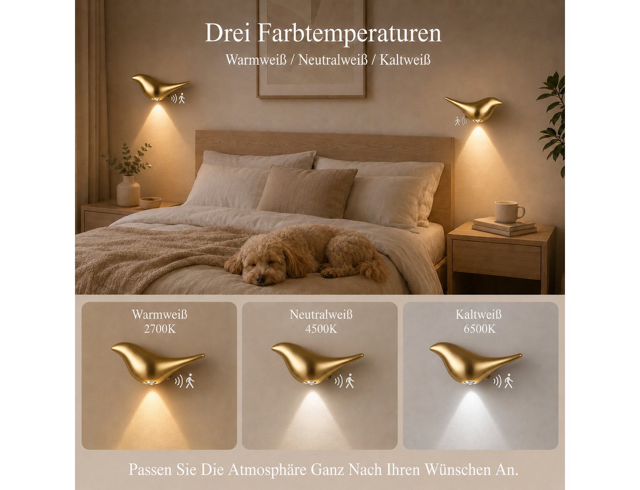 Lapamax Nachtlicht Sensorleuchte im 2er-Set, wiederaufladbar, kabellos und magnetisch, Bewegungssensor, Orientierungslicht mit Bewegungsmelder für Flur, Treppe und Schrank Bild 3