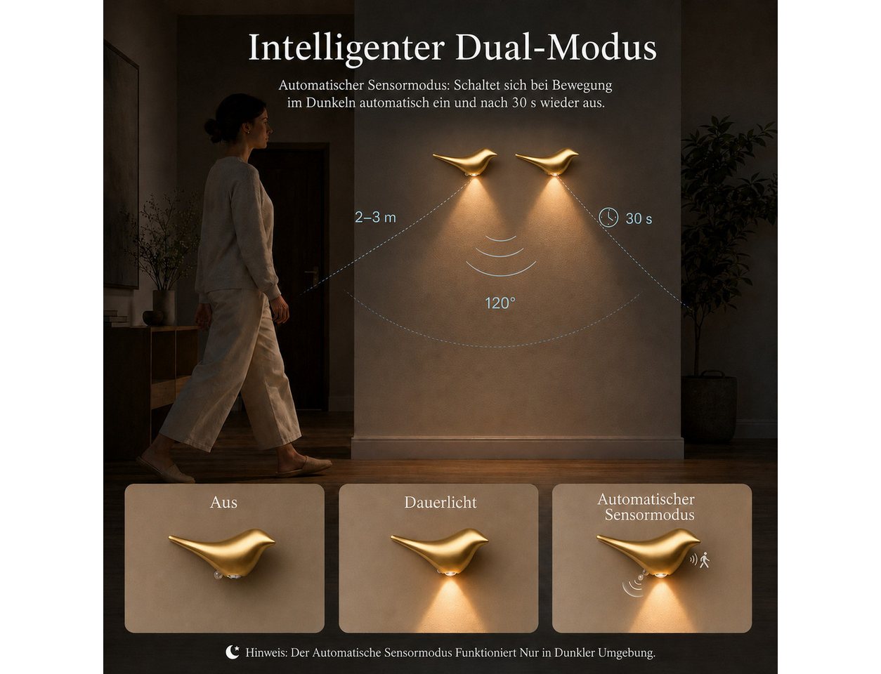 Lapamax Nachtlicht Sensorleuchte im 2er-Set, wiederaufladbar, kabellos und magnetisch, Bewegungssensor, Orientierungslicht mit Bewegungsmelder für Flur, Treppe und Schrank Bild 5