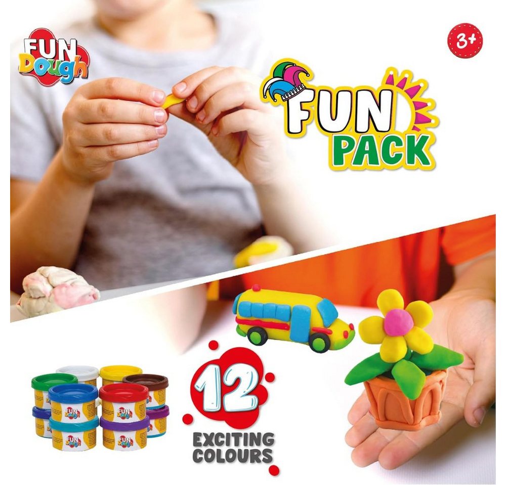 Funskool Knete Kreative Knetmasse für Kinder – Spiel & Bastelspaß (Kreativ-Set Knetmasse, 12 Dosen Knetmasse à 25 g, 600 g Gesamtgewicht), Fördert Motorik & Fantasie