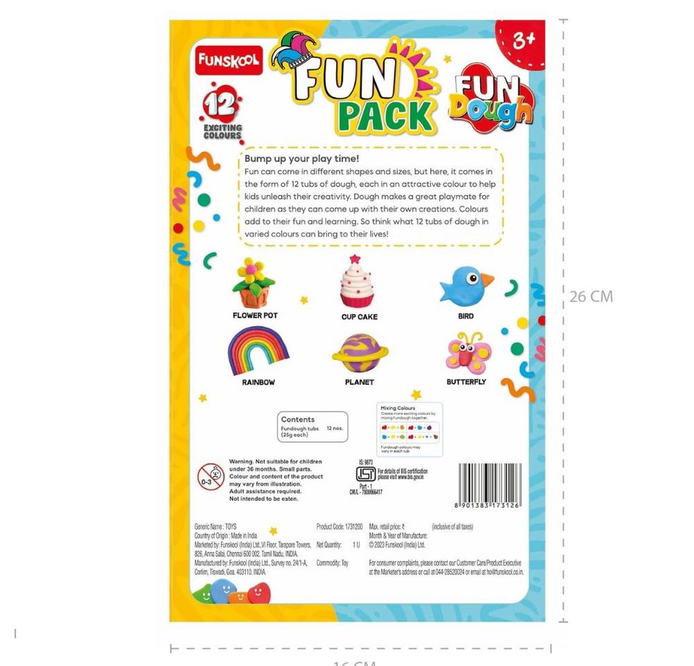 Funskool Knete Kreative Knetmasse für Kinder – Spiel & Bastelspaß (Kreativ-Set Knetmasse, 12 Dosen Knetmasse à 25 g, 600 g Gesamtgewicht), Fördert Motorik & Fantasie Bild 2
