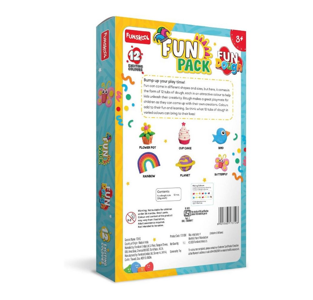 Funskool Knete Kreative Knetmasse für Kinder – Spiel & Bastelspaß (Kreativ-Set Knetmasse, 12 Dosen Knetmasse à 25 g, 600 g Gesamtgewicht), Fördert Motorik & Fantasie Bild 3