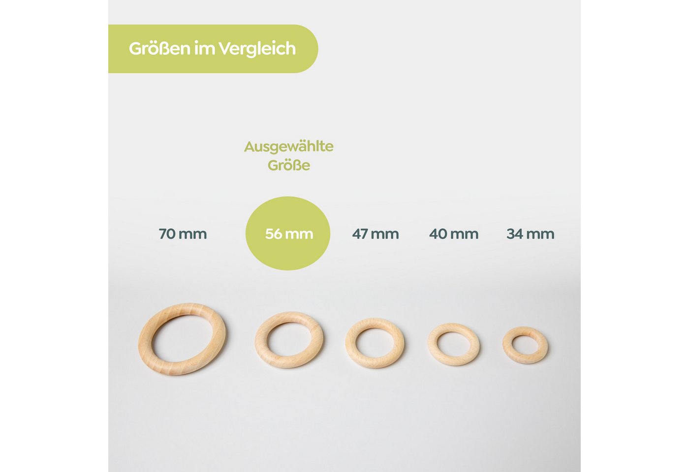 Candini Bastelperlen Holzringe aus Buchenholz zum basteln & Makramee, 20 Stück, Ø 56mm, 9mm Ringstärke Bild 2