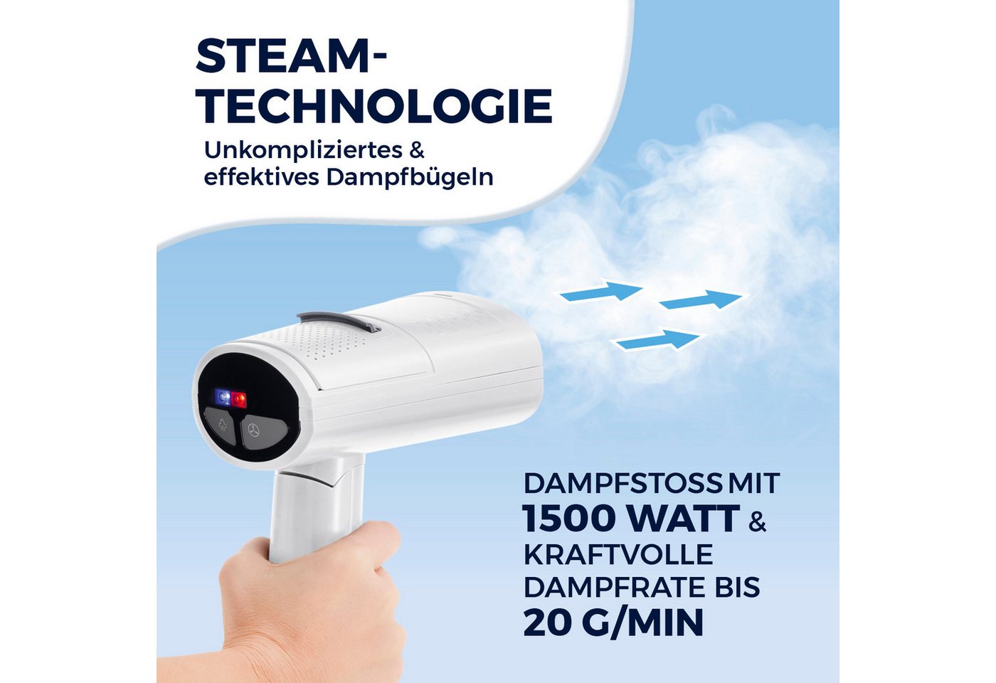 CLEANmaxx Dampfbügeleisen mit Ansaugfunktion faltbar, 1500 W Bild 3