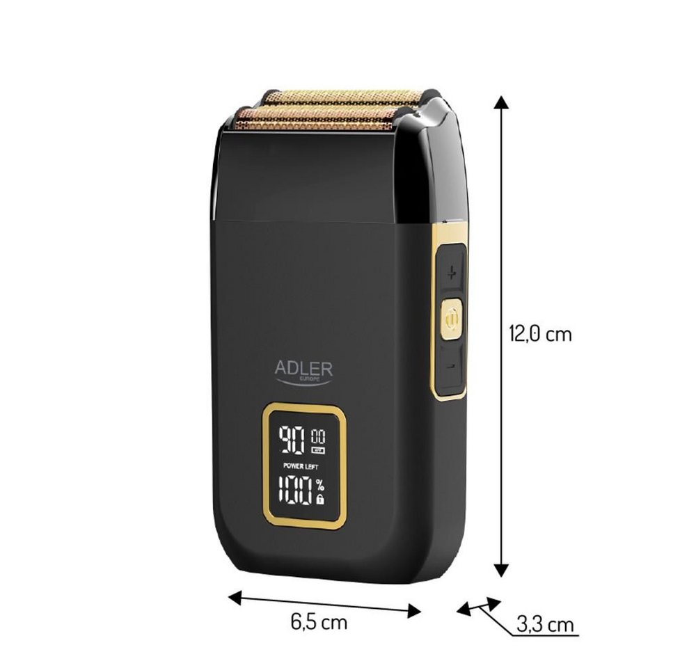 ADLER EUROPE Elektrorasierer AD 2947 Profi-Folienrasierer mit 3 Stufen, LCD, USB-C, Dual-Doppelkopf, Manuelle Reinigung mit der mitgelieferten Reinigungsbürste, Rasierer mit Öl, Reinigungsbürste, Klingenschutz und USB-C-Kabel, Titanbeschichtung, Großlochfolie, 120 Min Laufzeit, Reinigungsbürste Bild 3