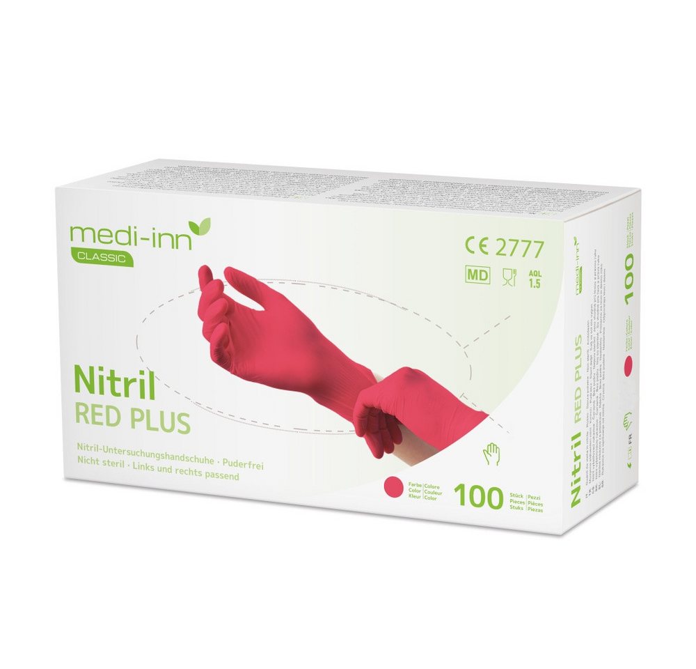Medi-Inn Nitril-Handschuhe Nitril Red Plus Einmalhandschuhe puderfrei AQL: 1.5