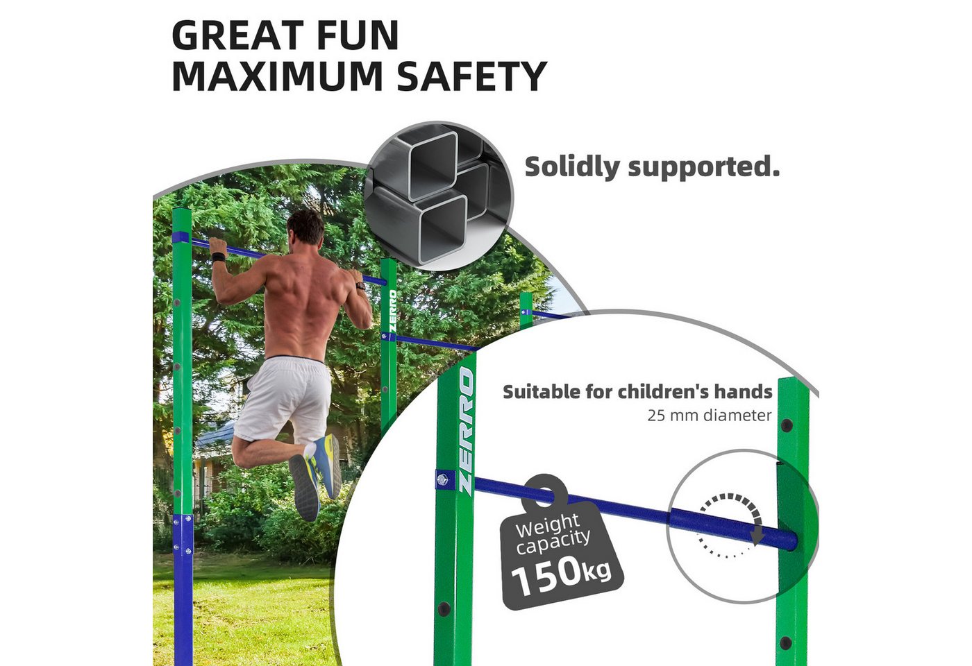 CCLIFE Turnreck Turnreck Reckstange Turnstange outdoor bis 150kg Höhenverstellbar Bild 2