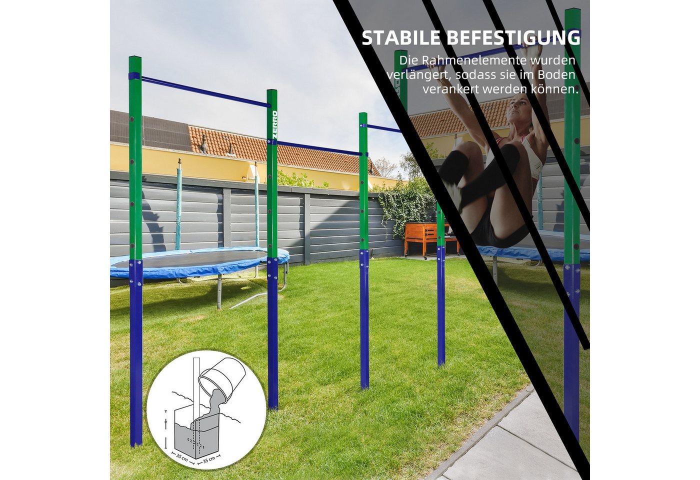 CCLIFE Turnreck Turnreck Reckstange Turnstange outdoor bis 150kg Höhenverstellbar Bild 3