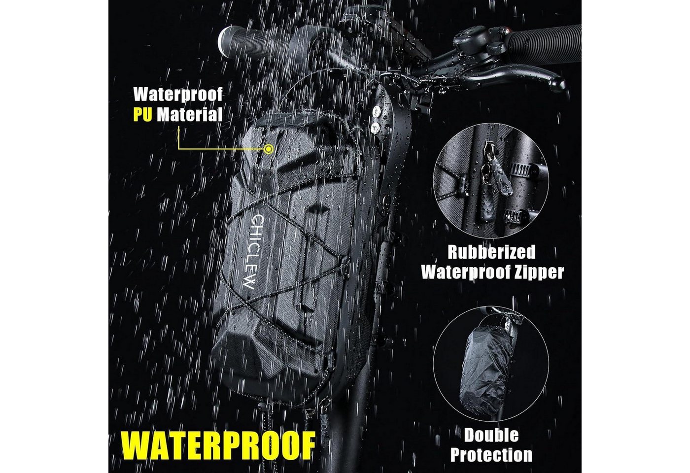 LuxusKollektion Fahrradständer Scooter Tasche 3L Schnellverschluss Wasserdicht Lenkertasche Gd6x-3l Bild 2